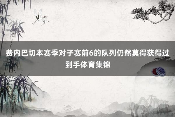 费内巴切本赛季对子赛前6的队列仍然莫得获得过到手体育集锦