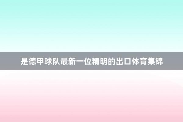 是德甲球队最新一位精明的出口体育集锦